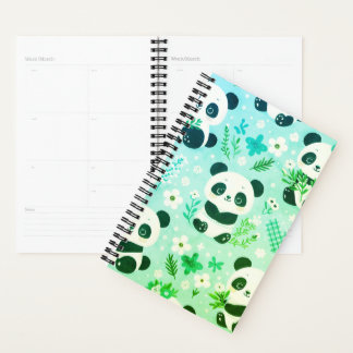 Panda Bear Pattern Green Print Planner
