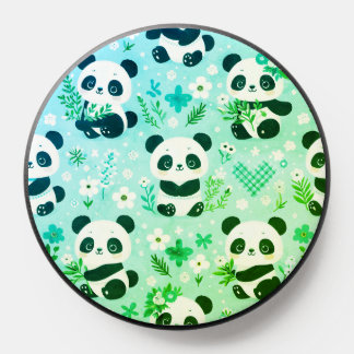 Panda Bear Pattern Green Print PopSocket