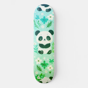 Panda Bear Pattern Green Print Skateboard