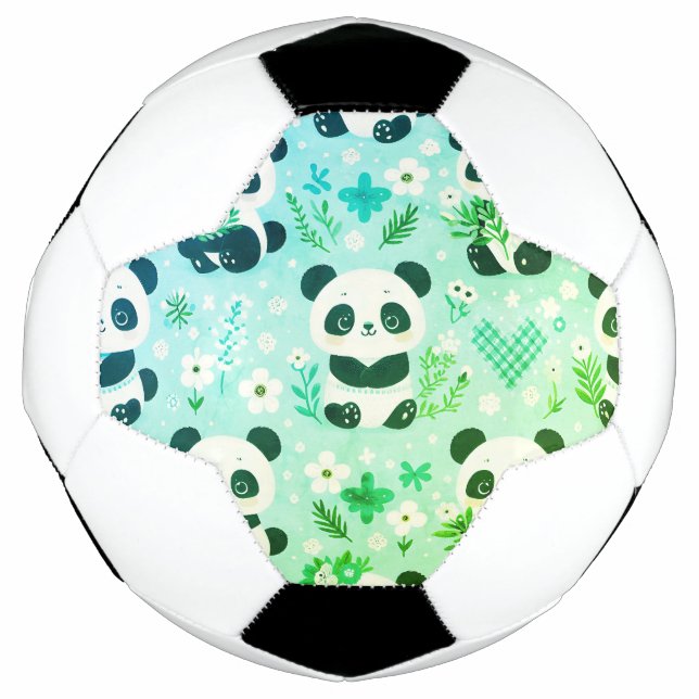 Panda Bear Pattern Green Print Soccer Ball (Front)