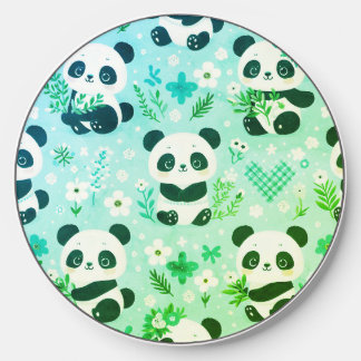 Panda Bear Pattern Green Print Wireless Charger