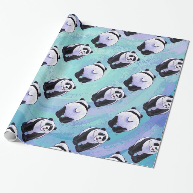 Panda Bear Patterns Wrapping Paper (Unrolled)