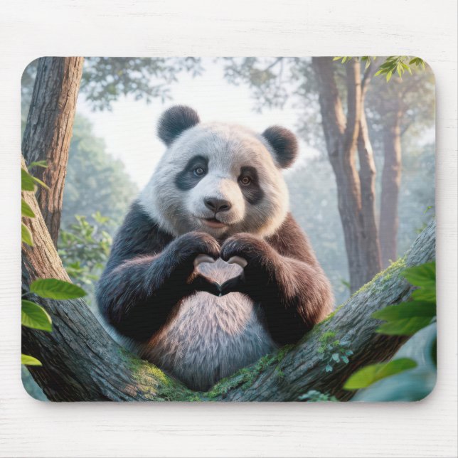 Panda Bear Paws In Heart Shape Mouse Pad (Front)