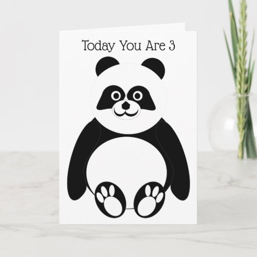 Panda Bear Personalised 3rd Birthday Card