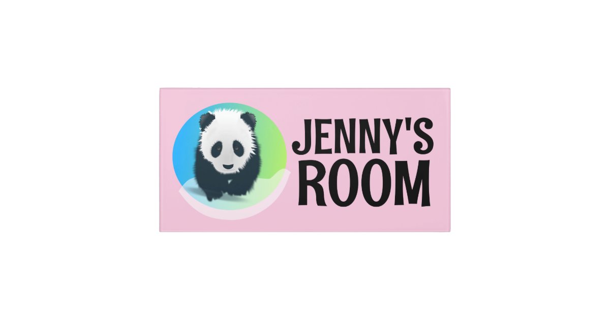 PANDA BEAR PERSONALIZED NAME PINK WALL SIGN | Zazzle