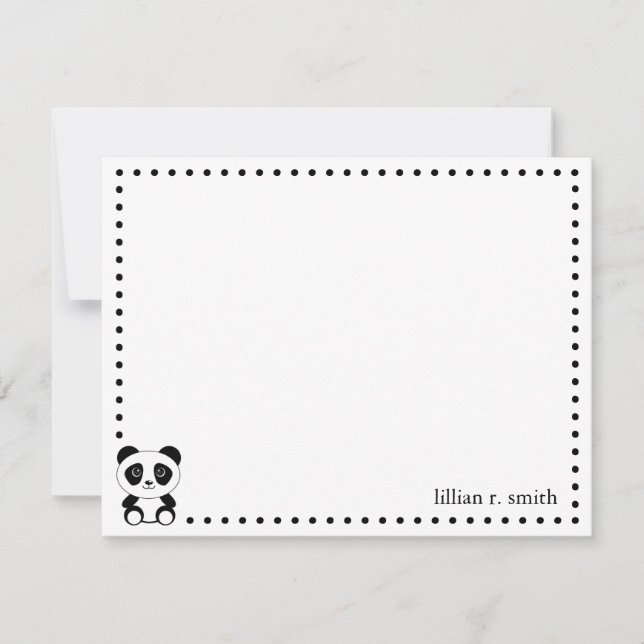 Panda Bear Personalized Note Card (Front)