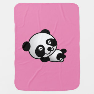 PANDA BEAR PINK BABY BLANKET