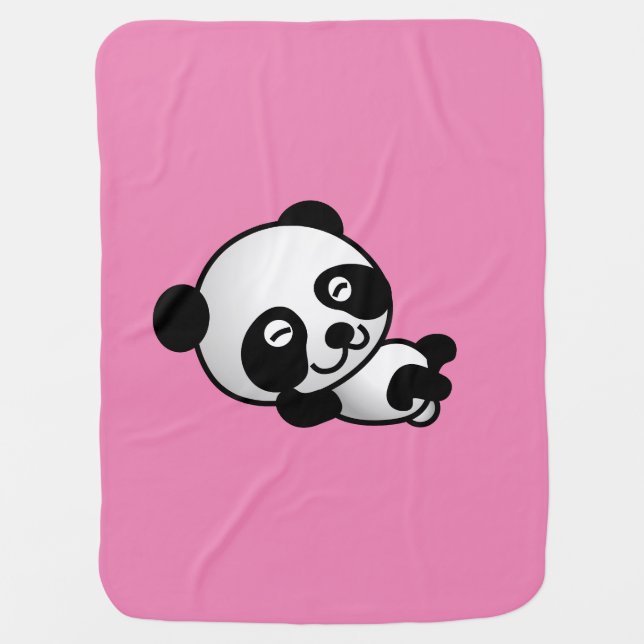 PANDA BEAR PINK BABY BLANKET (Front)