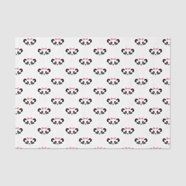 Panda Bear Pink Cute Panda Face Patterned Tissue Paper (Front)
