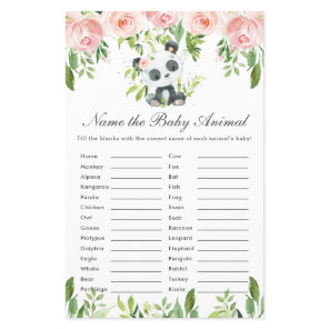 Panda Bear Pink Floral Name the Baby Animal Game