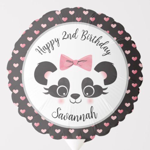 Panda Bear Pink Girls Birthday Party Balloon