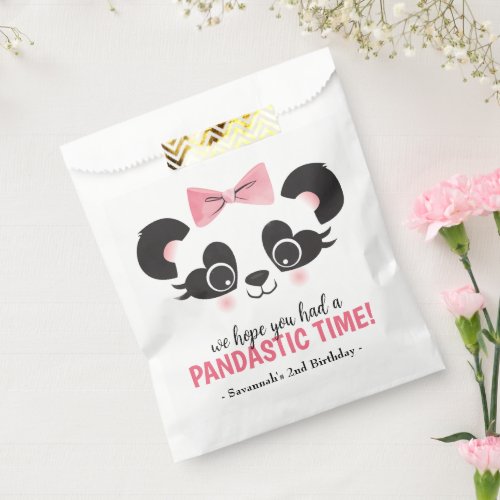 Panda Bear Pink Girls Birthday Party Favor Bag