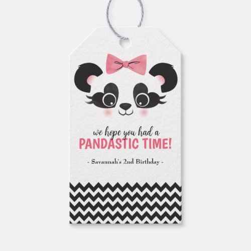 Panda Bear Pink Girls Birthday Party Favor  Gift Tags
