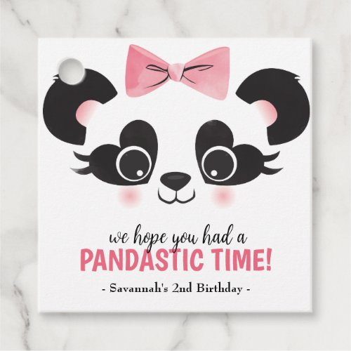 Panda Bear Pink Girls Birthday Party Favor Tags