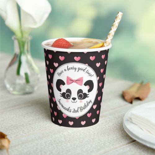 Panda Bear Pink Girls Birthday Party Paper Cups