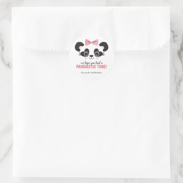 Panda Bear Pink Girls Birthday Party Sticker (Bag)