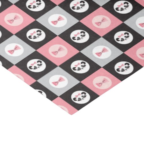 Panda Bear Pink Heart Block Pattern Tissue Paper