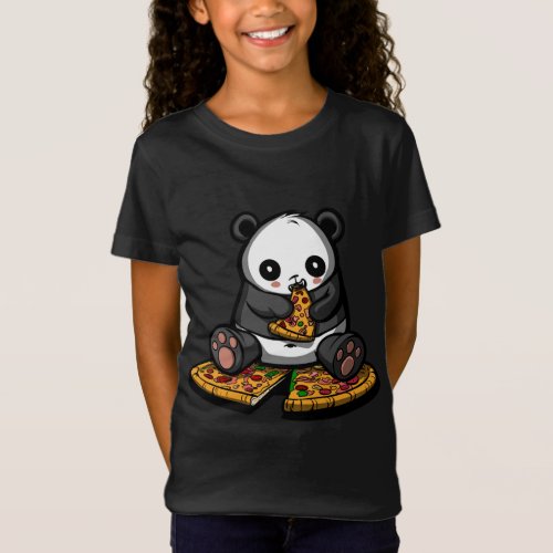 Panda Bear Pizza Lover Funny Animal Kids Girls Boy T_Shirt