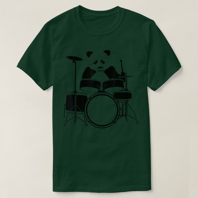 Panda Bear Playing Drums Guitar  T-Shirt (Design Front)