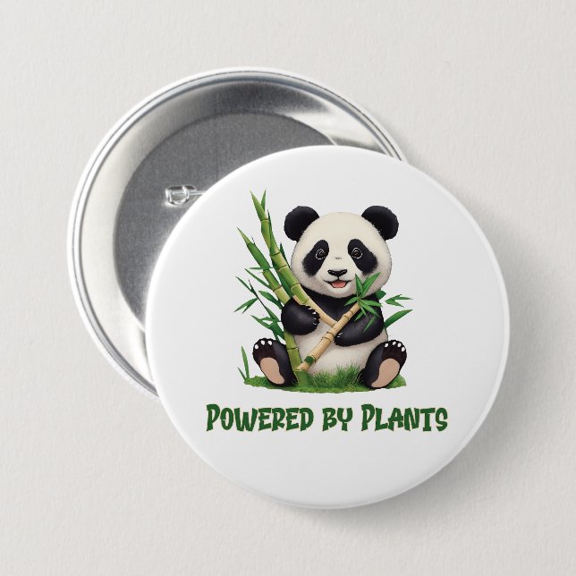 Panda Bear powered by plants Button (Front & Back)