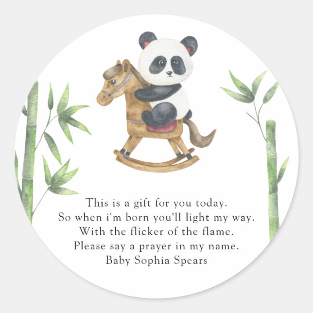 Panda Bear - Prayer Candle Label (Front)