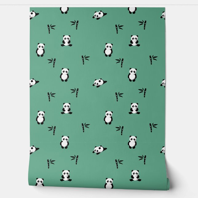 PANDA BEAR PRINT SEAMLESS  WALLPAPER  (Unrolling)