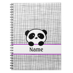 Panda Bear Purple and Black Personalized Notebook