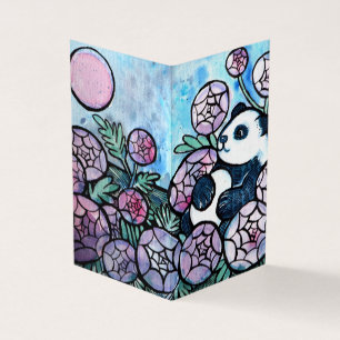 Panda Bear Purple Flowers Nature Lovers Business Card