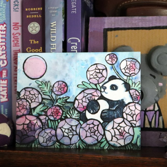 Panda Bear Purple Flowers Nature Lovers            Holiday Postcard (Creator Uploaded)