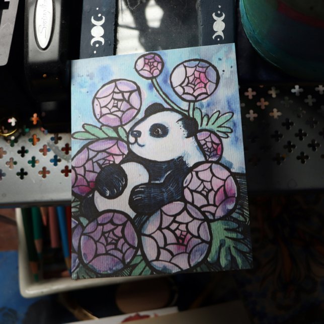 Panda Bear Purple Flowers Nature Lovers            Postcard (Creator Uploaded)