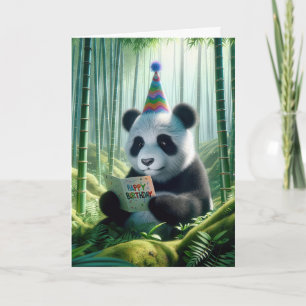 Panda Bear Reading a Birthday Card