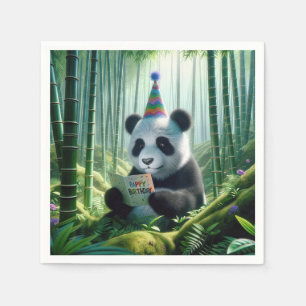 Panda Bear Reading a Birthday Card Napkins