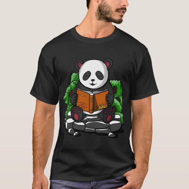 Panda Bear Reading Book T-Shirt (Front)
