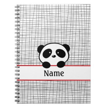 Panda Bear Red And Black Personalized Notebook by whimsydesigns at Zazzle