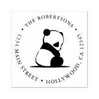 Panda Bear Return Address Rubber Stamp