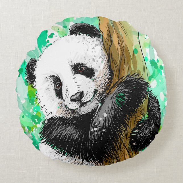 Panda Bear Round Pillow (Front)