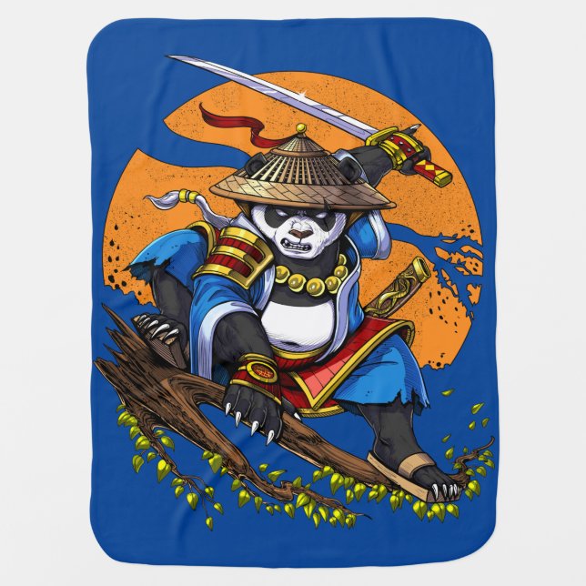 Panda Bear Samurai Ninja Baby Blanket (Front)