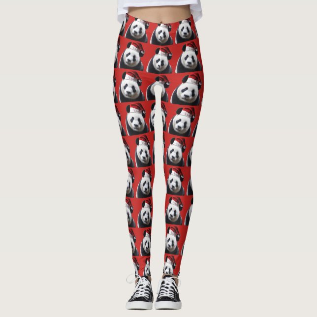 Panda Bear Santa Claus Leggings (Front)