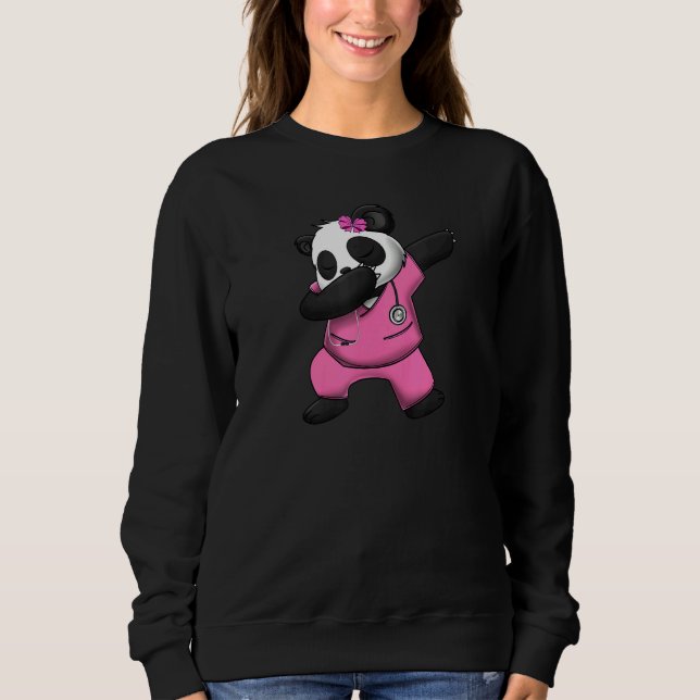 Panda Bear Scrub Suit Dabbing Girl  Love Awesome Sweatshirt (Front)