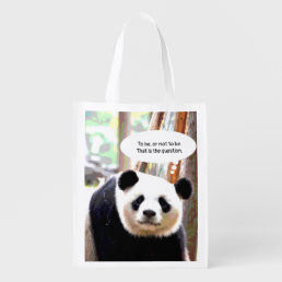 Panda Bear Shakespeare Quote Elegant Shopping Grocery Bag