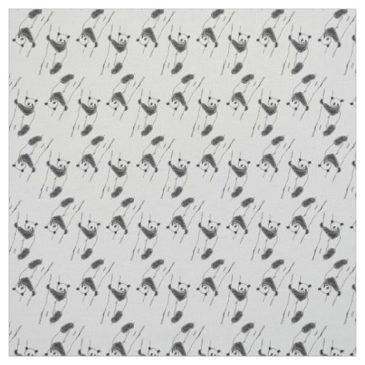 Panda Bear Sketch Pattern Fabric