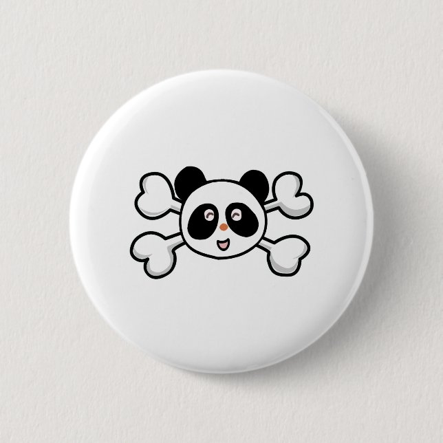 panda bear Skull and Crossbones Pinback Button (Front)
