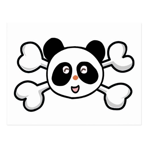 panda bear Skull and Crossbones Post Card | Zazzle