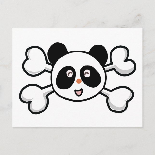 panda bear Skull and Crossbones Postcard (Front)