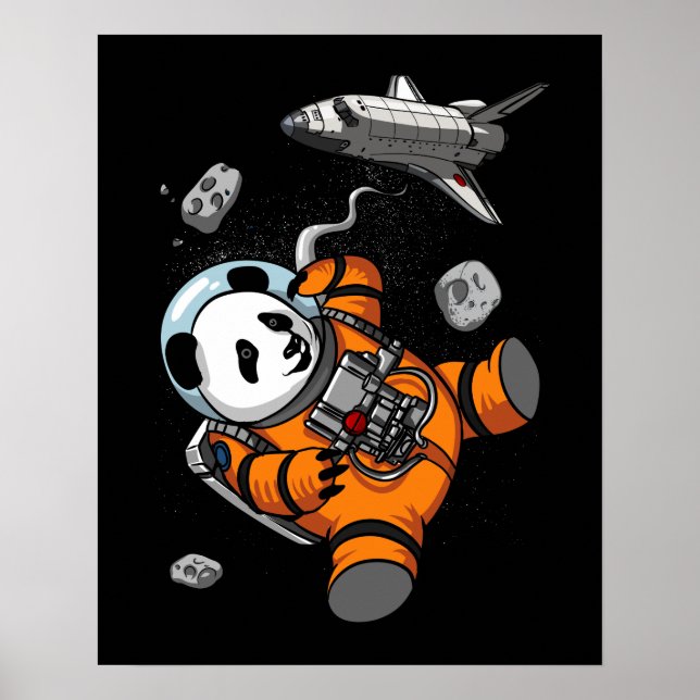 Panda Bear Space Astronaut Funny Animal Poster (Front)