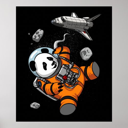 Panda Bear Space Astronaut Funny Animal Poster