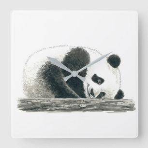 Panda bear square wall clock