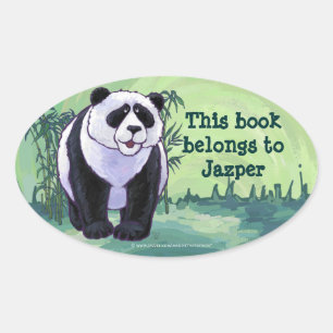 Panda Bear Stationery Oval Sticker