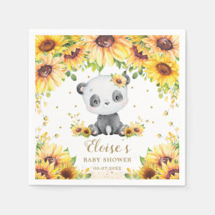 Panda Bear Sunflower Baby Shower Birthday Party Napkins