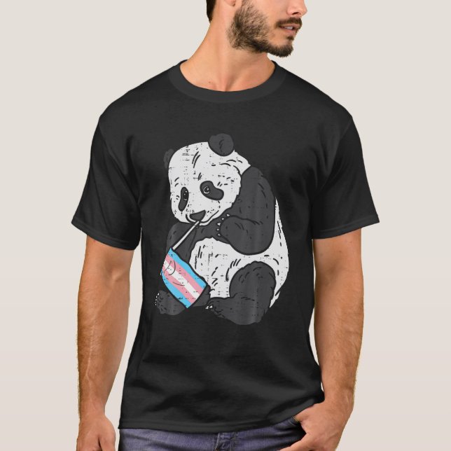 Panda Bear Transgender Flag Trans Pride LGBT Anima T-Shirt (Front)